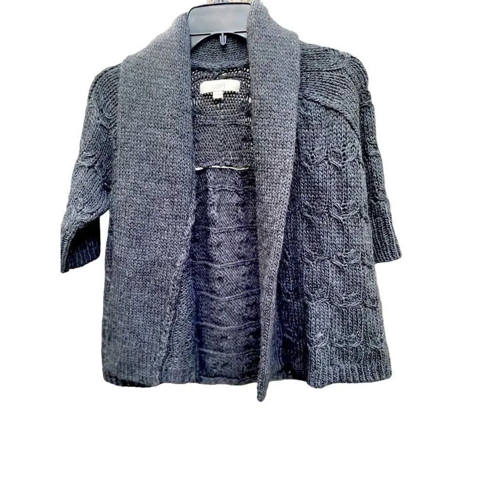 Ann Taylor Loft Knit Shrug Open Sweater Grey Size Small